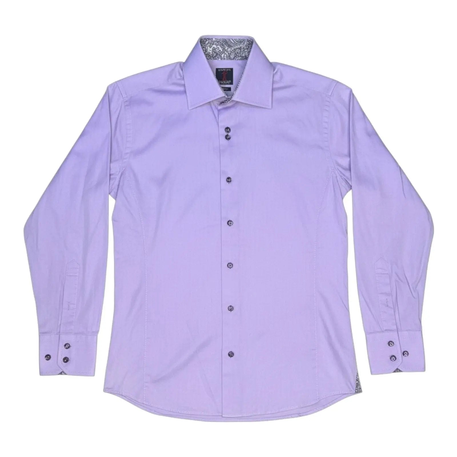 Absolute Rebellion Slim Fit Purple Dress Shirt with Paisley Contrast Collar giving blooms foundation