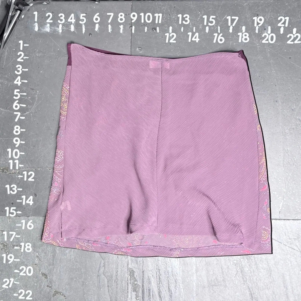 Vintage Y2K Charlotte Russe Purple Paisley Glitter Mesh Mini Skirt Charlotte Russe