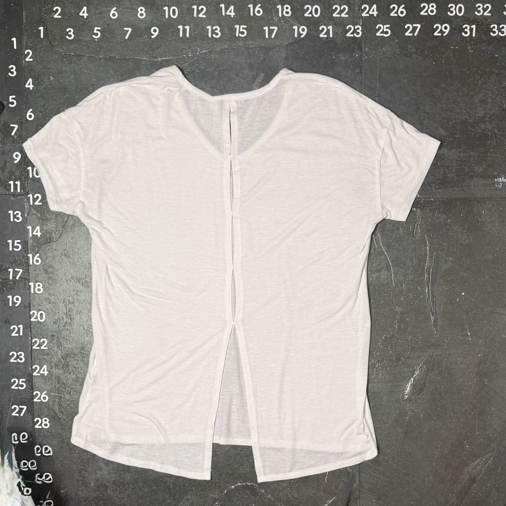 Bally Total Fitness V-Neck Short Sleeve Open Back T-Shirt
