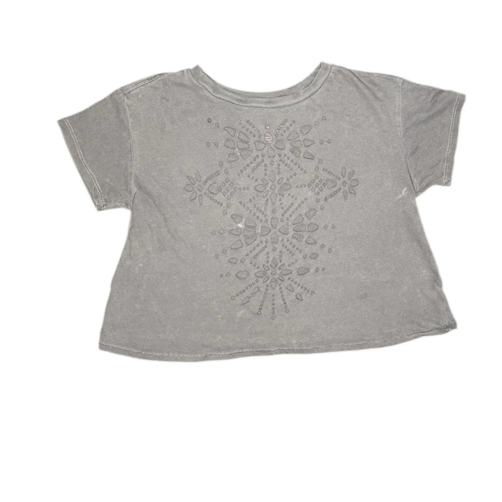 Brandy Melville Faded Gray Cropped Mandala Graphic Tee - One Size Brandy Melville