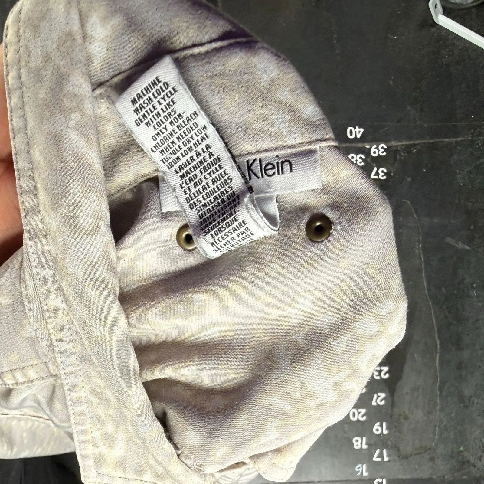 Calvin Klein Snakeskin Print Roll-Tab Sleeve Utility Button Down Shirt Calvin Klein
