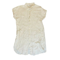 Vintage Papillon Linen Lace Trim Button Down Tunic Top - Cream Size L no brand
