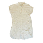 Vintage Papillon Linen Lace Trim Button Down Tunic Top - Cream Size L no brand