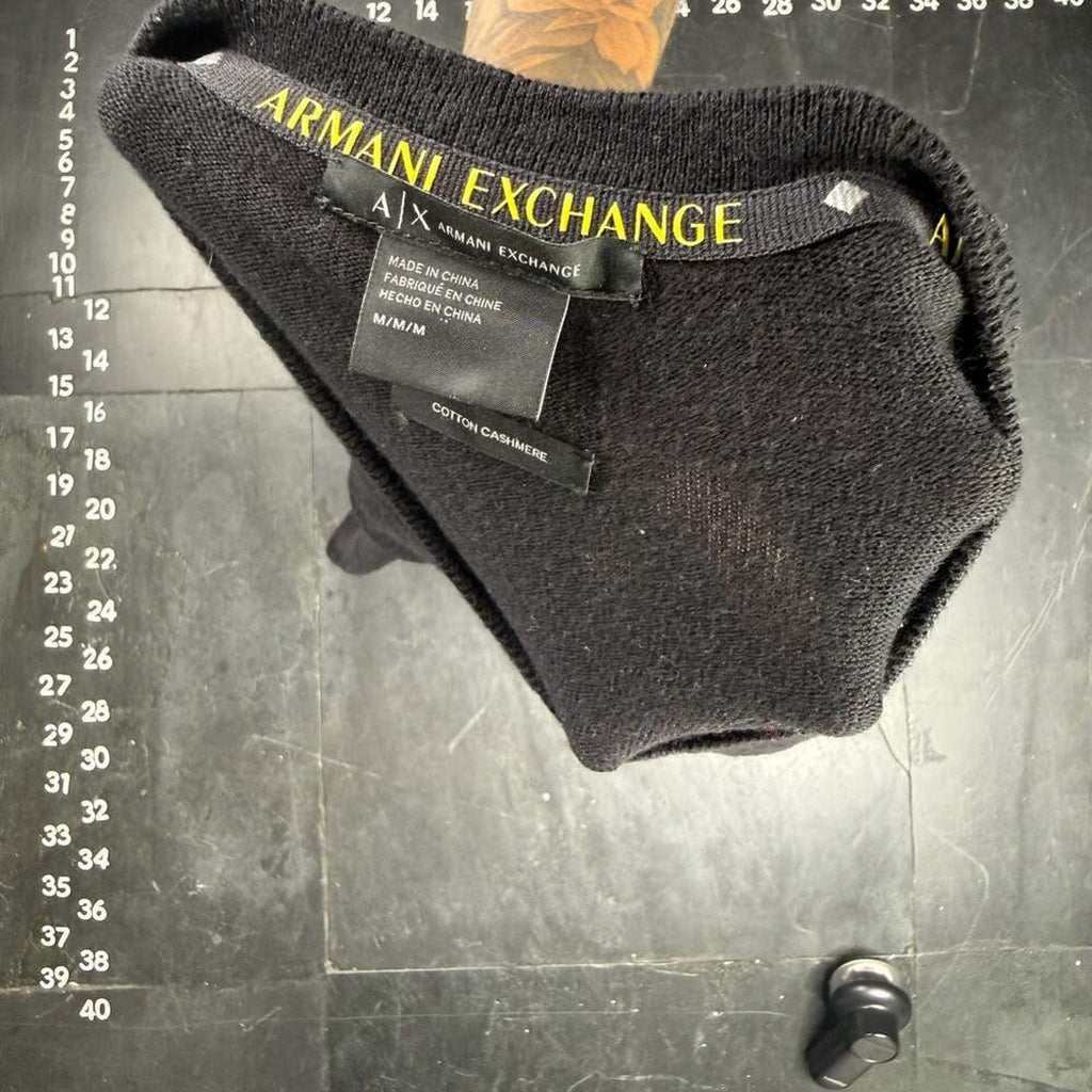 Armani Exchange Cotton Cashmere V-Neck Sweater Black Size M