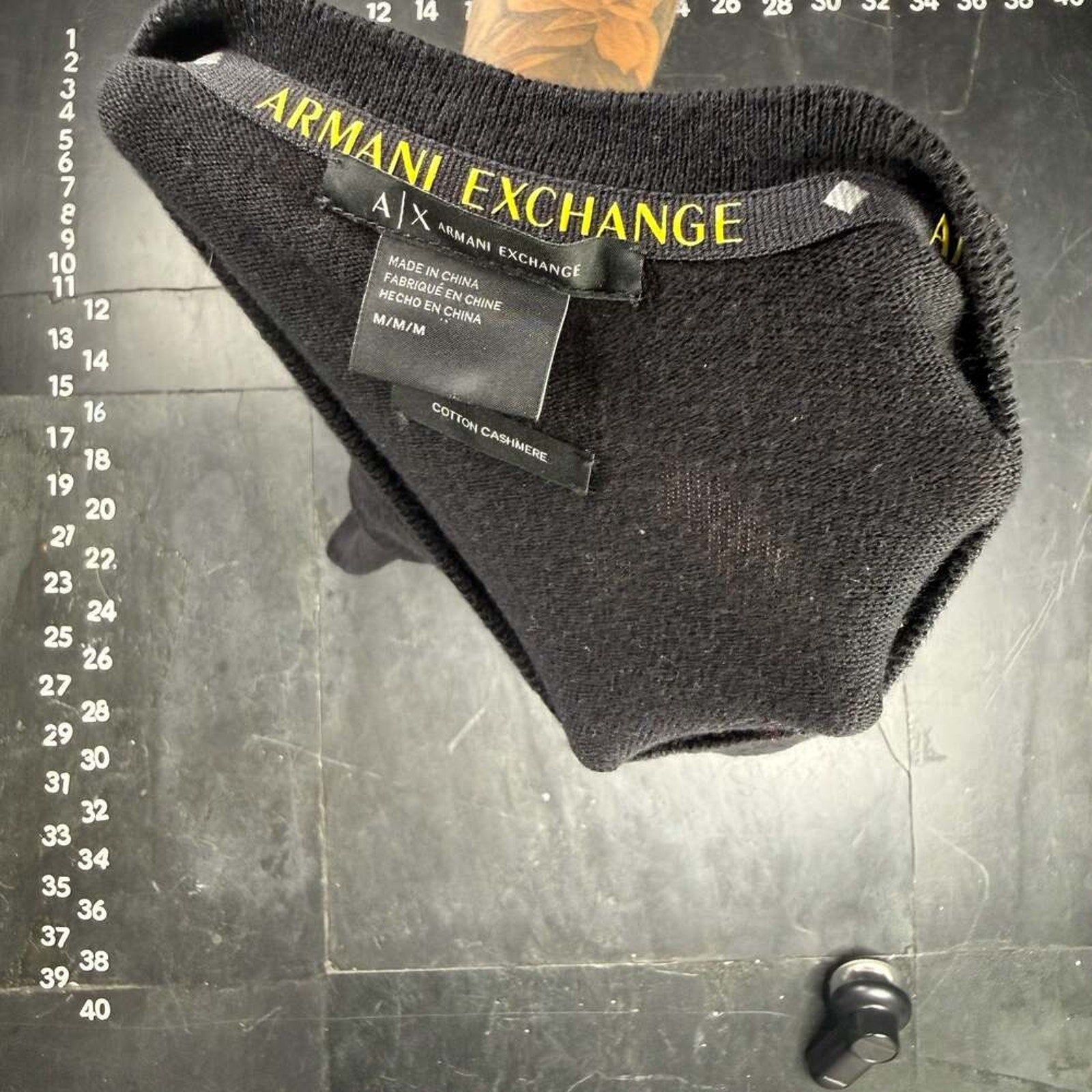 Armani Exchange Cotton Cashmere V-Neck Sweater Black Size M