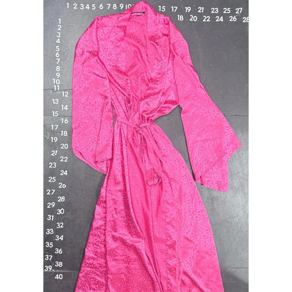 INC International Concepts Intimates Pink Animal Print Satin Long Robe Size S INC International Concepts