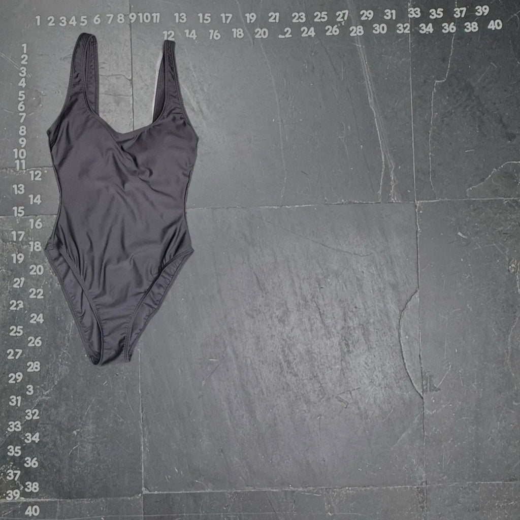 No Boundaries Women's Black One Piece High Cut Scoop Neck Swimsuit No Boundaries