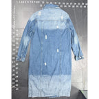 Fashion Nova Long Distressed Denim Jacket Size L Fashion Nova