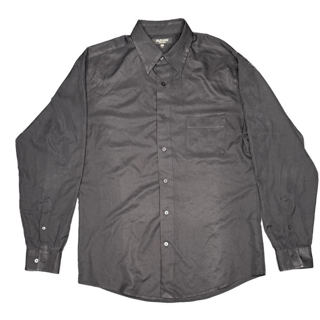 Murano Easy Care Black Long Sleeve Button Down Dress Shirt Size L