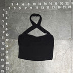SHEIN Women's Black Cross Halter Neck Crop Tank Top