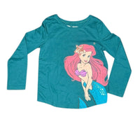 Disney Girls Ariel The Little Mermaid Sequin Accent Long Sleeve Shirt - Teal Disney