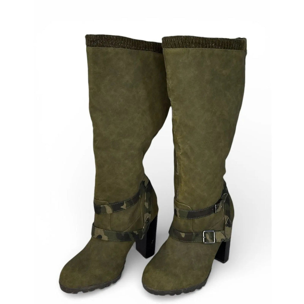 Suede Knee High Boots Green for Women for sale Unbranded