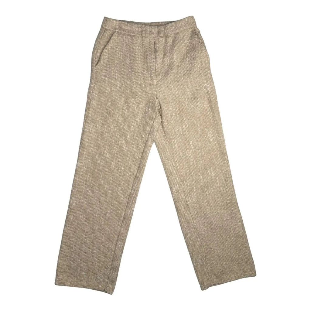 SHEIN Slub Texture High Waisted Straight Leg Pants in Oatmeal Beige SHEIN