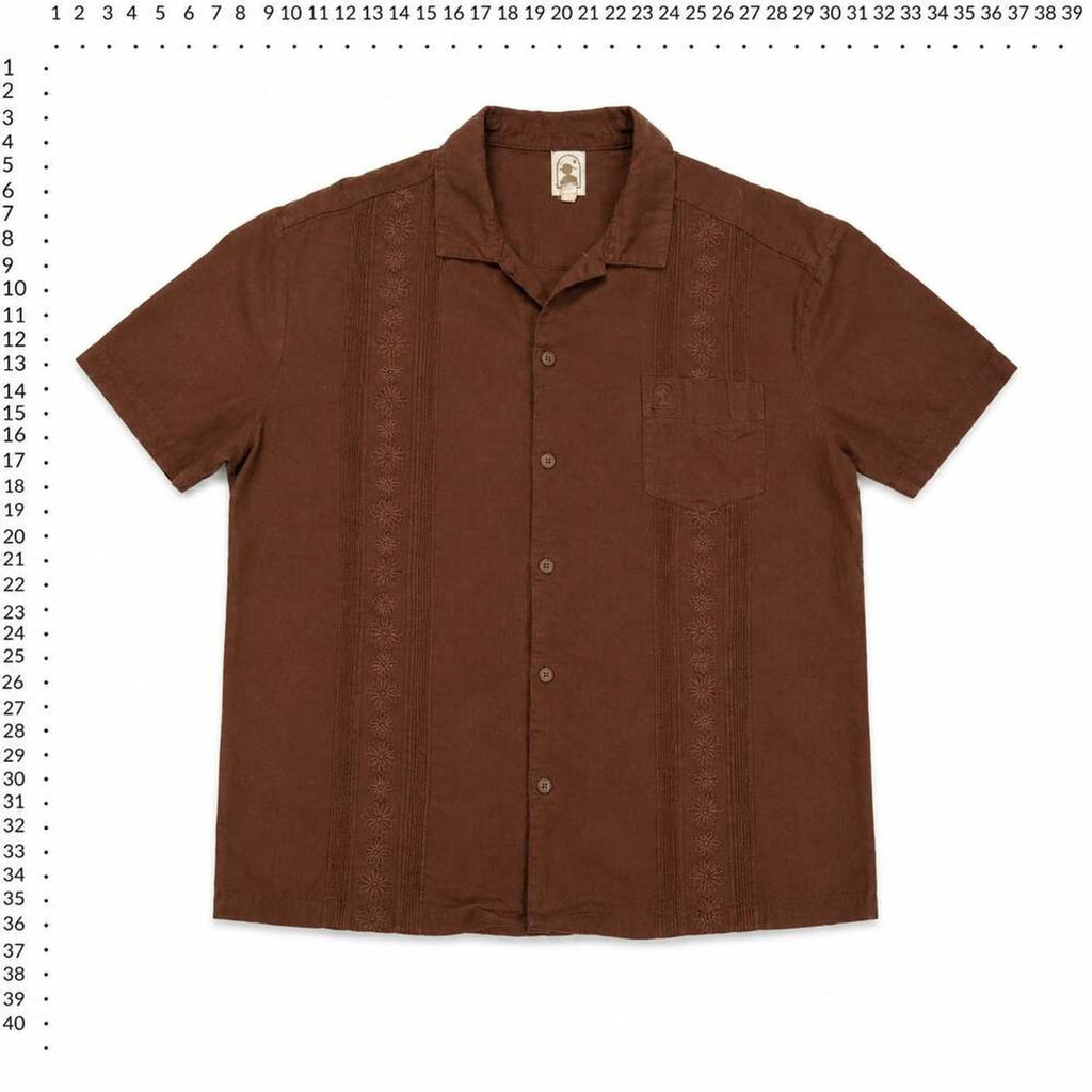 Dandy Wear Brown Embroidered Guayabera Short Sleeve Shirt
