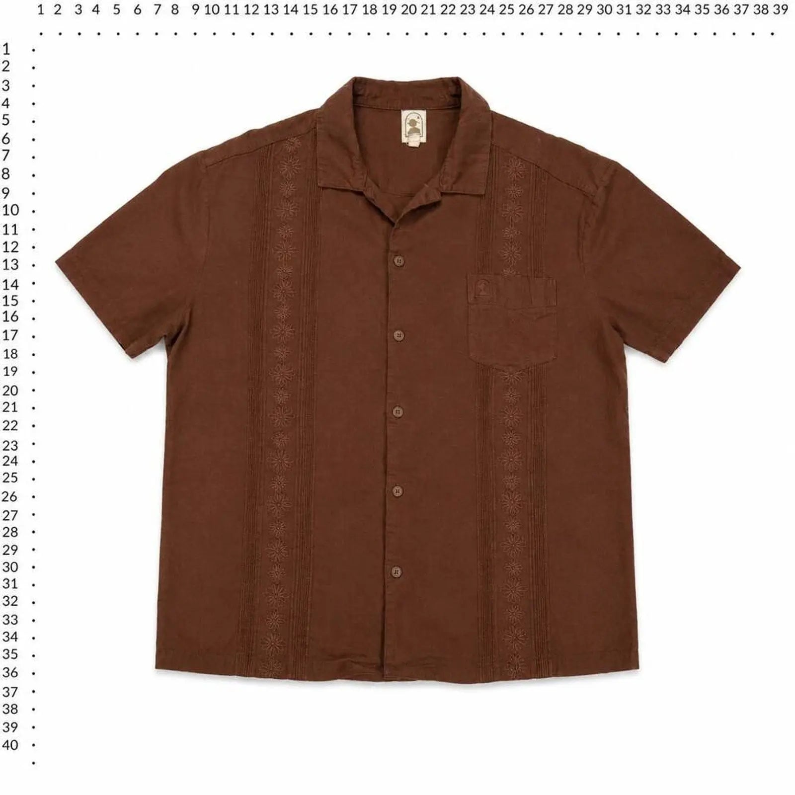 Dandy Wear Brown Embroidered Guayabera Short Sleeve Shirt Dandy Wear