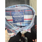 Parish Nation Men's 4XL Blue and Red Plaid Short Sleeve Button Down Shirt Parish Nation