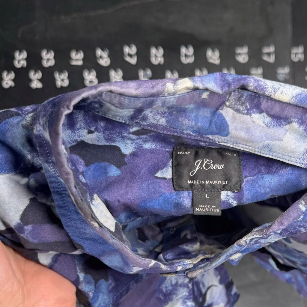 J.Crew Men's Short Sleeve Button Up Shirt- Watercolor Camo Blue-(XLARGE)NWT! J.Crew