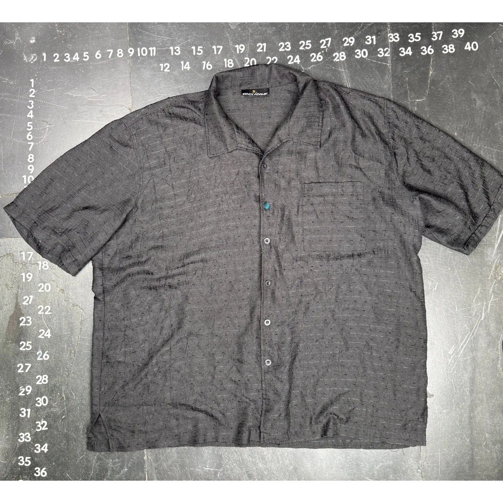 Stacy Adams Black Textured Short Sleeve Button Down Shirt Stacy Adams