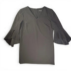 Tahari Arthur S. Levine Black V-Neck Tiered Bell Sleeve Shift Dress Tahari