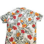 Reserva Men's White Tropical Hibiscus Floral Short Sleeve Linen Shirt giving blooms foundation