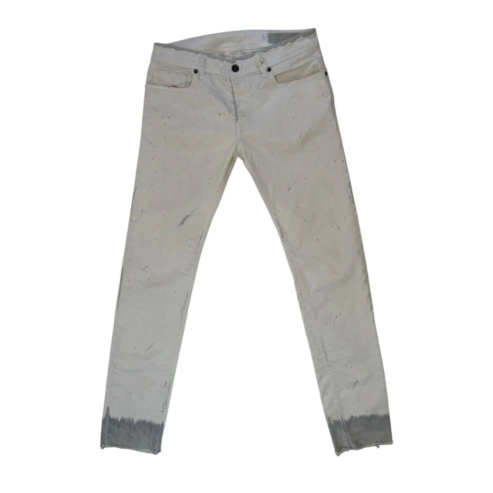 Diesel Men's Sleenker Slim Skinny Paint Splatter White Jeans Size 30 Diesel