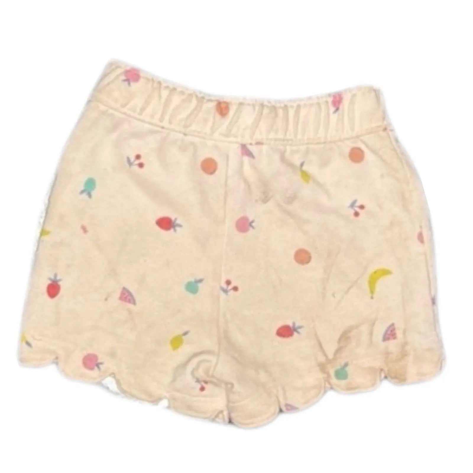 Cat & Jack Girls Fruit Print Scalloped Hem Shorts, Cream, Size XS Cat & Jack