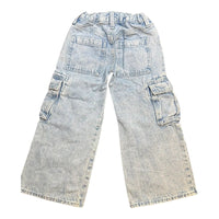 Old Navy Girls High-Rise Baggy Wide-Leg Light Wash Cargo Jeans giving blooms foundation