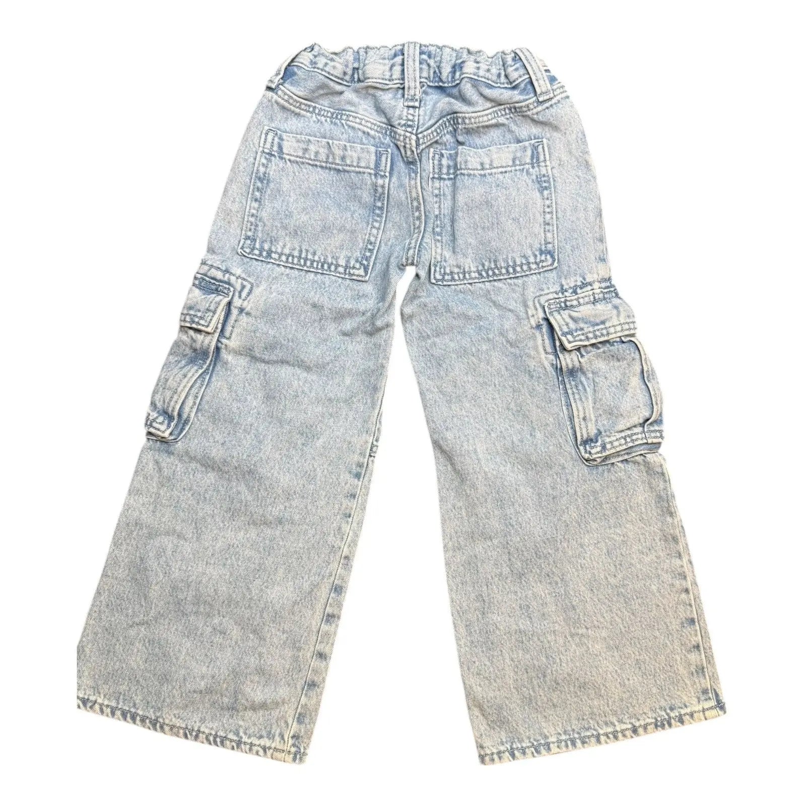 Old Navy Girls High-Rise Baggy Wide-Leg Light Wash Cargo Jeans giving blooms foundation