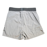 Lululemon License to Train Linerless Short 5" in Gull Grey giving blooms foundation