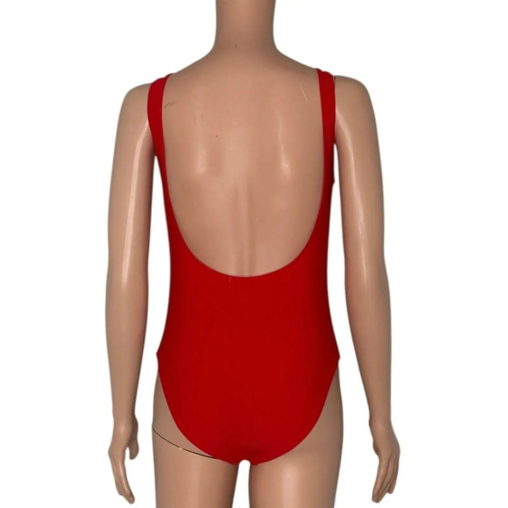 Classic Red Scoop Neck Low Back One Piece Swimsuit Unbranded