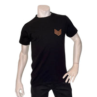 Lords & Fools Paris Black Cotton T-Shirt with Chevron Rank Patch Lords & Fools