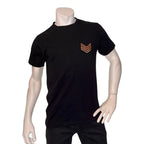 Lords & Fools Paris Black Cotton T-Shirt with Chevron Rank Patch Lords & Fools