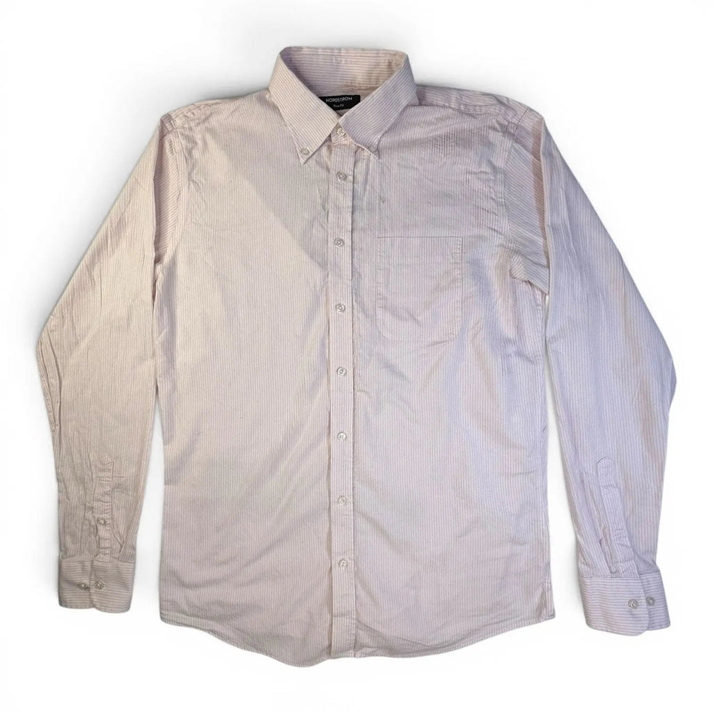 Nordstrom Trim Fit Pink Striped Button Down Dress Shirt Size 16.5 36/37 Nordstrom