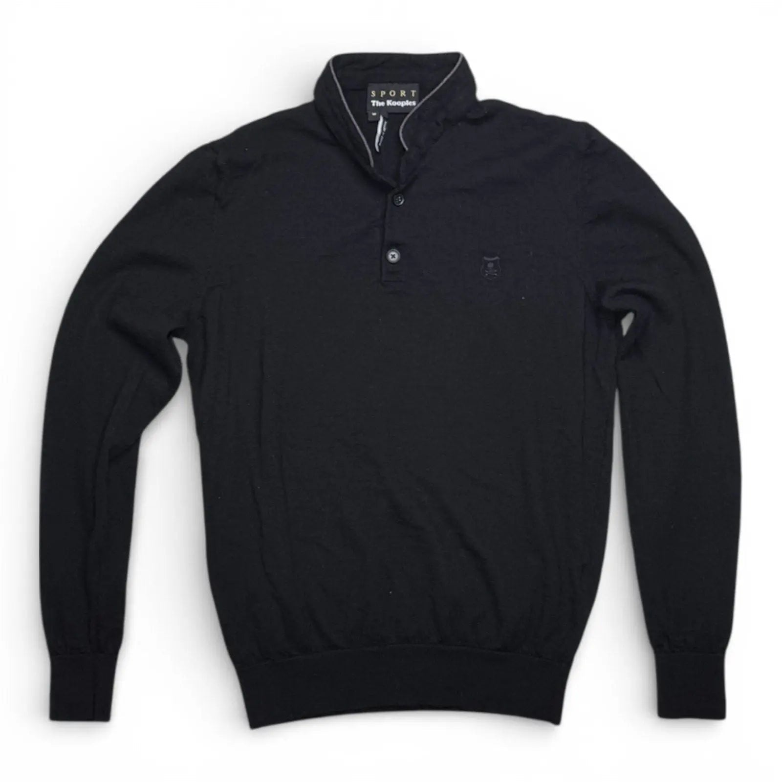 The Kooples Sport Men's Black Long Sleeve Knit Henley Sweater The Kooples