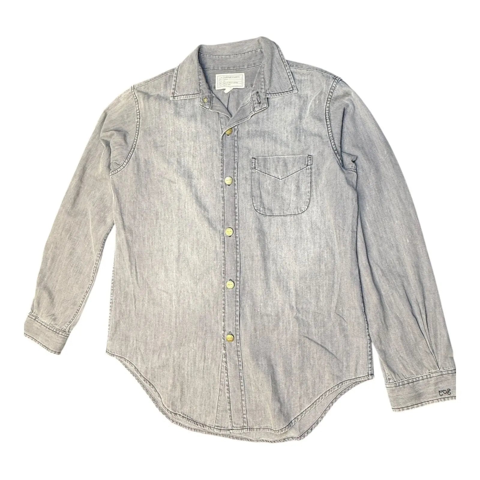 Current/Elliott The Prep School Gray Denim Button Up Shirt Current/Elliott