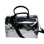 Michael Kors Kara Metallic Silver Mirror Leather Satchel Duffel Bag Michael Kors