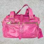 Mulberry Mabel Fuchsia Pink Antiqued Leather Satchel Shoulder Bag Mulberry