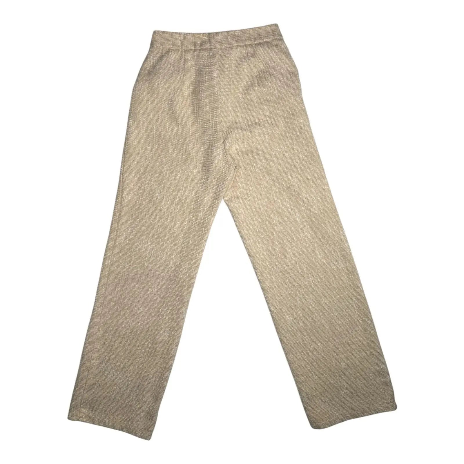 SHEIN Slub Texture High Waisted Straight Leg Pants in Oatmeal Beige SHEIN