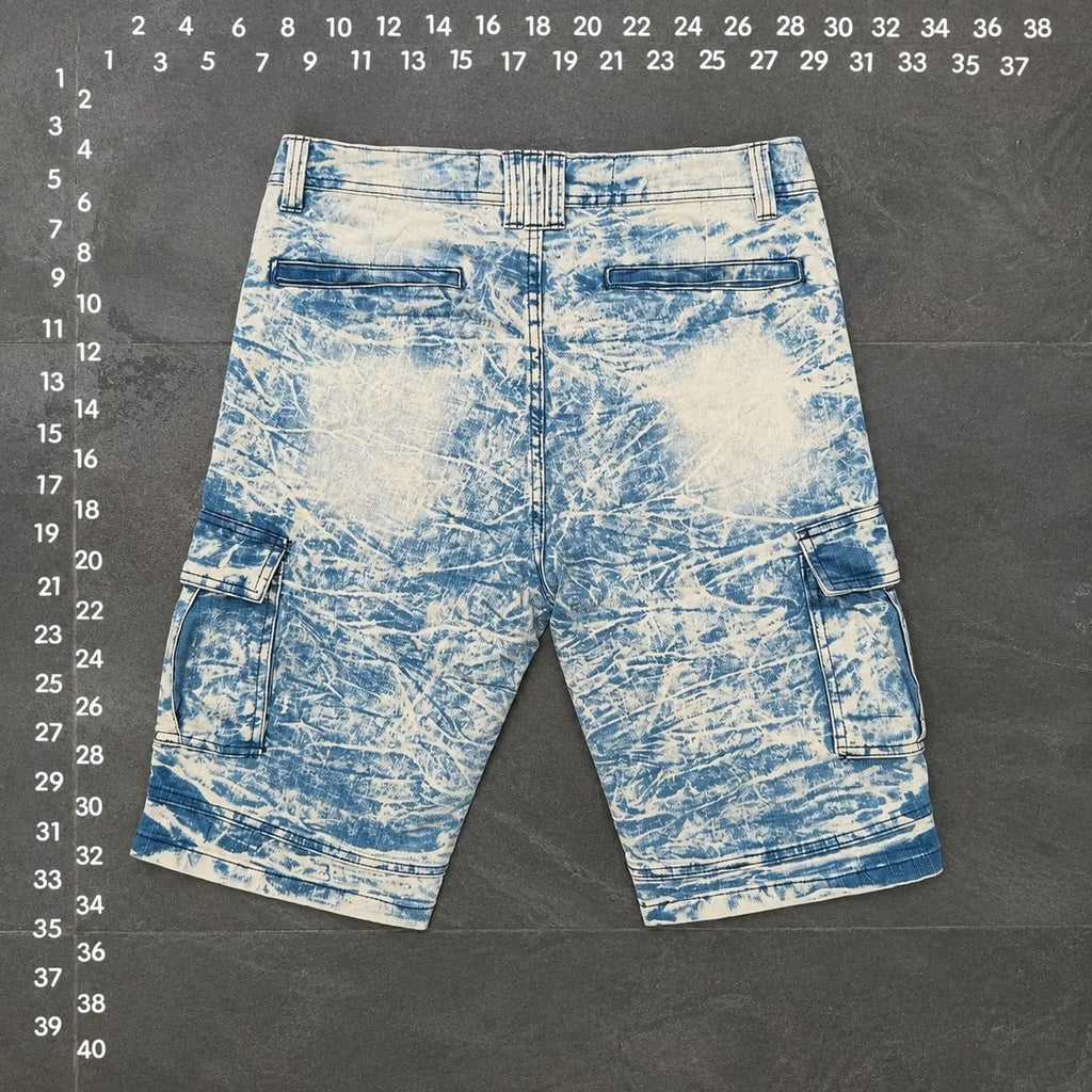 Lavish Society Acid Wash Moto Cargo Shorts Size 30 Lavish Society