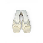 Princess Polly Brielle Knot Detail Block Heel Mules in White Princess Polly
