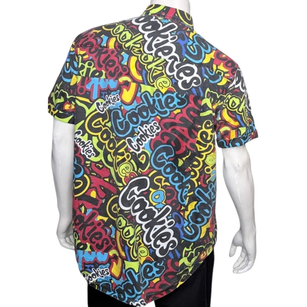 Cookies SF Stack It Up Graffiti All Over Print Short Sleeve Button Up Shirt Cookies SF