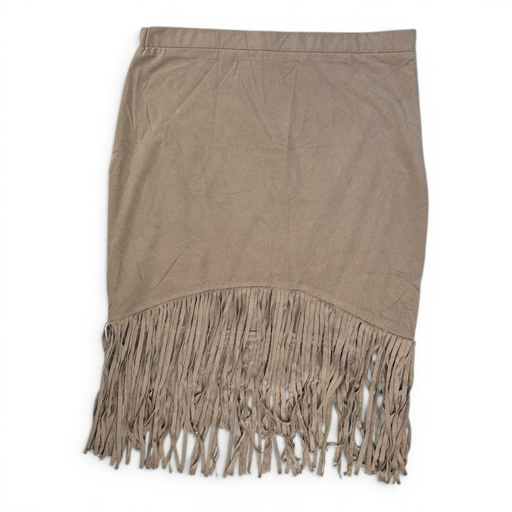 Bajee Collection Faux Suede Fringe Hem Skirt Size L