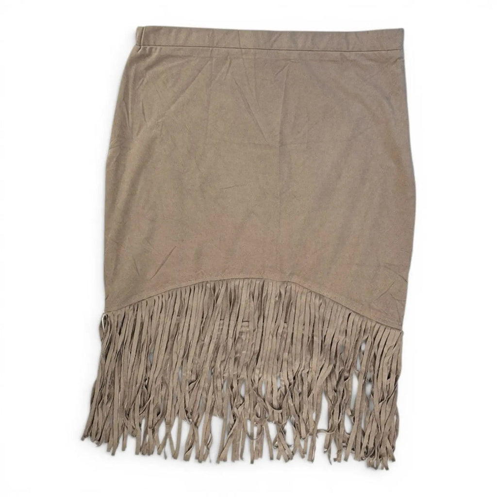 Bajee Collection Faux Suede Fringe Hem Skirt Size L Bajee Collection