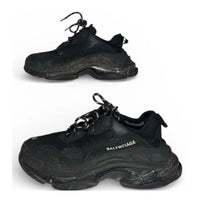 Balenciaga Triple S Black Mesh and Leather Chunky Sneakers Balenciaga