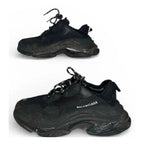 Balenciaga Triple S Black Mesh and Leather Chunky Sneakers Balenciaga