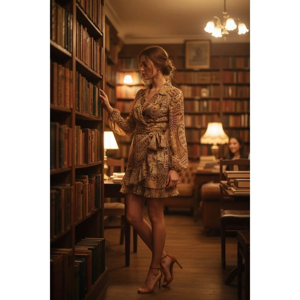 Zara Boho Paisley Mini Dress with Tiered Ruffles and Tie Waist Zara
