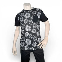Beans x Bones Men's Hibiscus Print Pocket T-Shirt Size L Beans & Bones