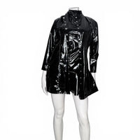 Patrice Catanzaro Black Vinyl Patent Button Down Crepuscule Mini Dress Patrice Catanzaro