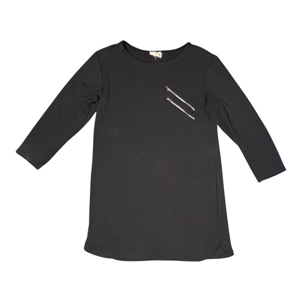 One Clothing Black Long Sleeve Mini Dress with Zipper Detail