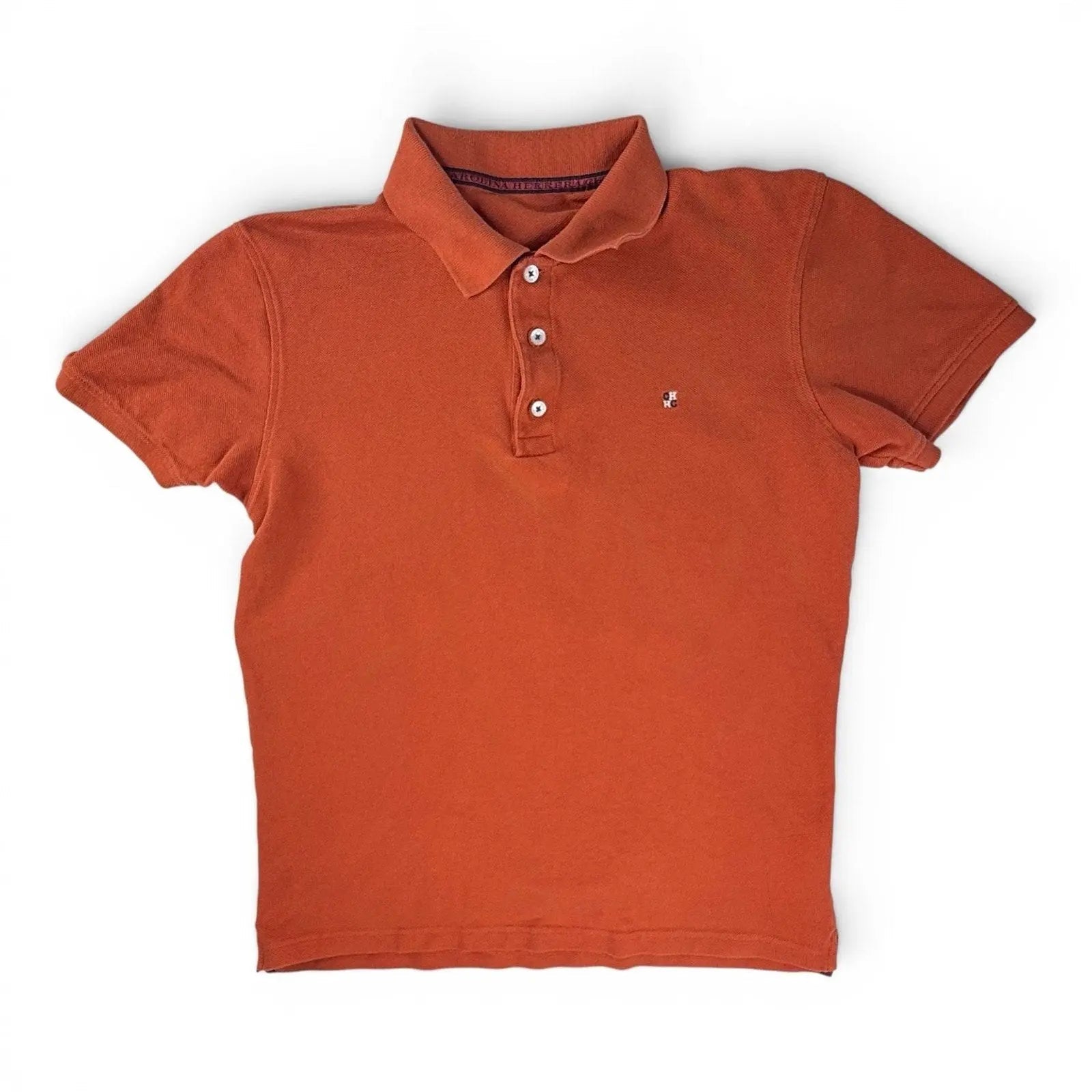 Carolina Herrera CH Logo Pique Polo Shirt Burnt Orange Size XL Carolina Herrera